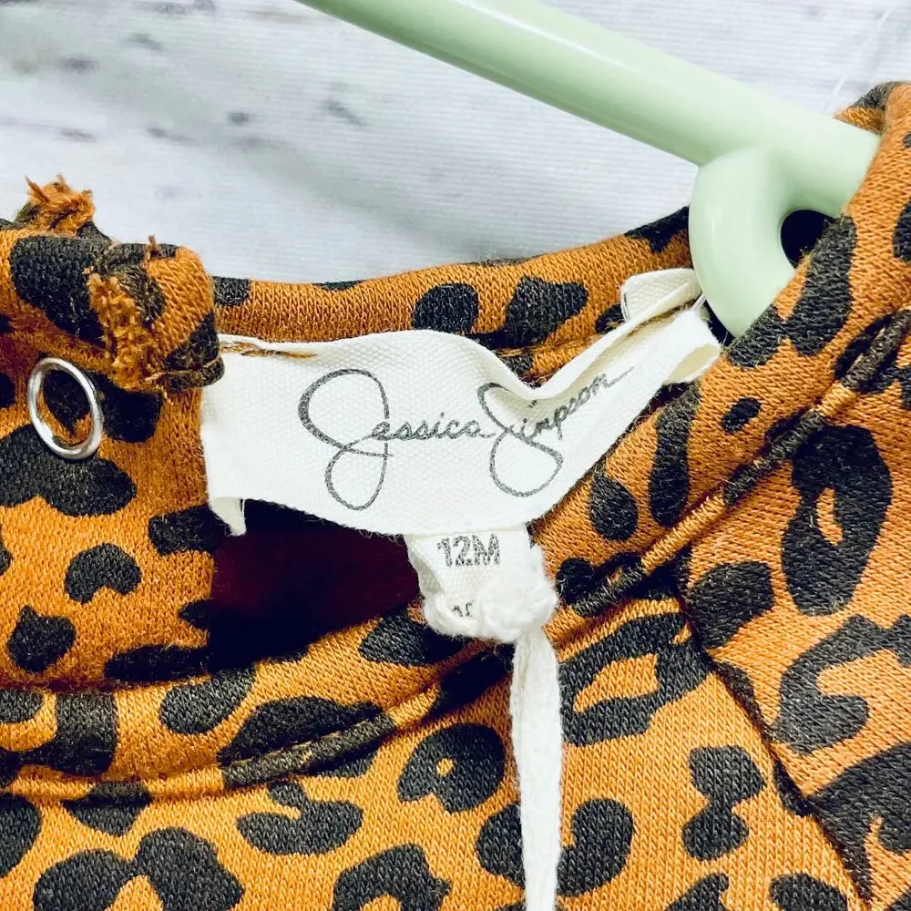 NEW Jessica Simpson Leopard Print Brown and Black Romper - Size 12months - Picture 4 of 9